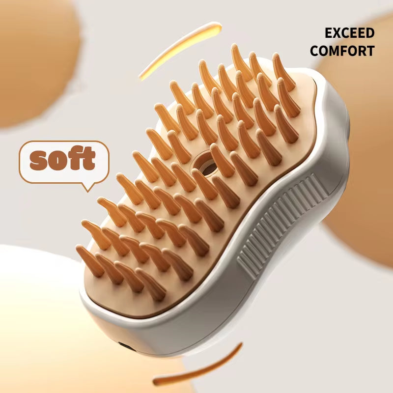 Revolutionary 3-in-1 Electric Pet Grooming Brush with Steam Spray - Effortless Hair Removal & Massage for Cats and Dogs!