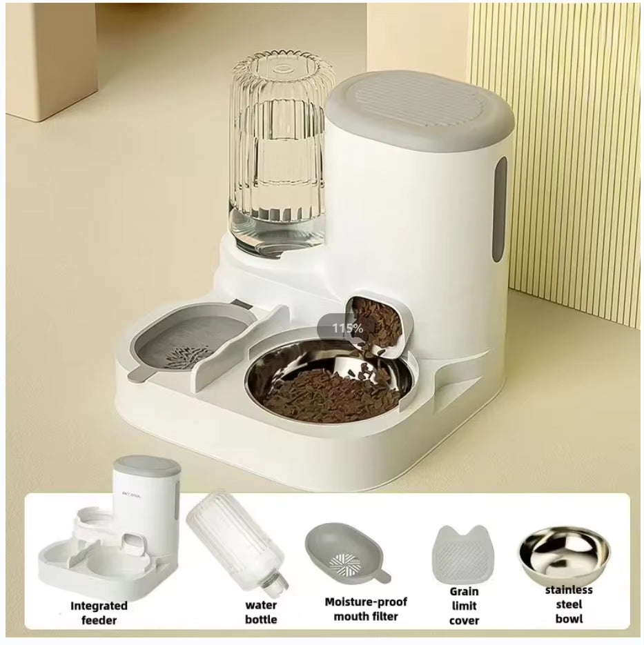 Automatic Pet Feeder and Water Dispenser for Cats and Dogs, Integrated Food and Water Bowl