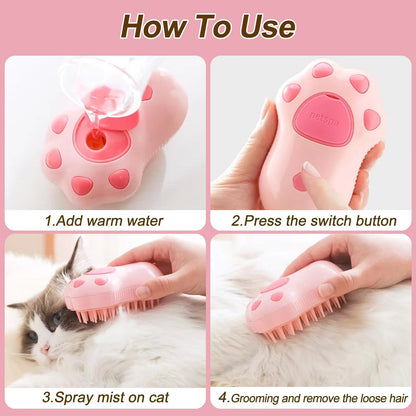 Revolutionary 3-in-1 Electric Pet Grooming Brush with Steam Spray - Effortless Hair Removal & Massage for Cats and Dogs!