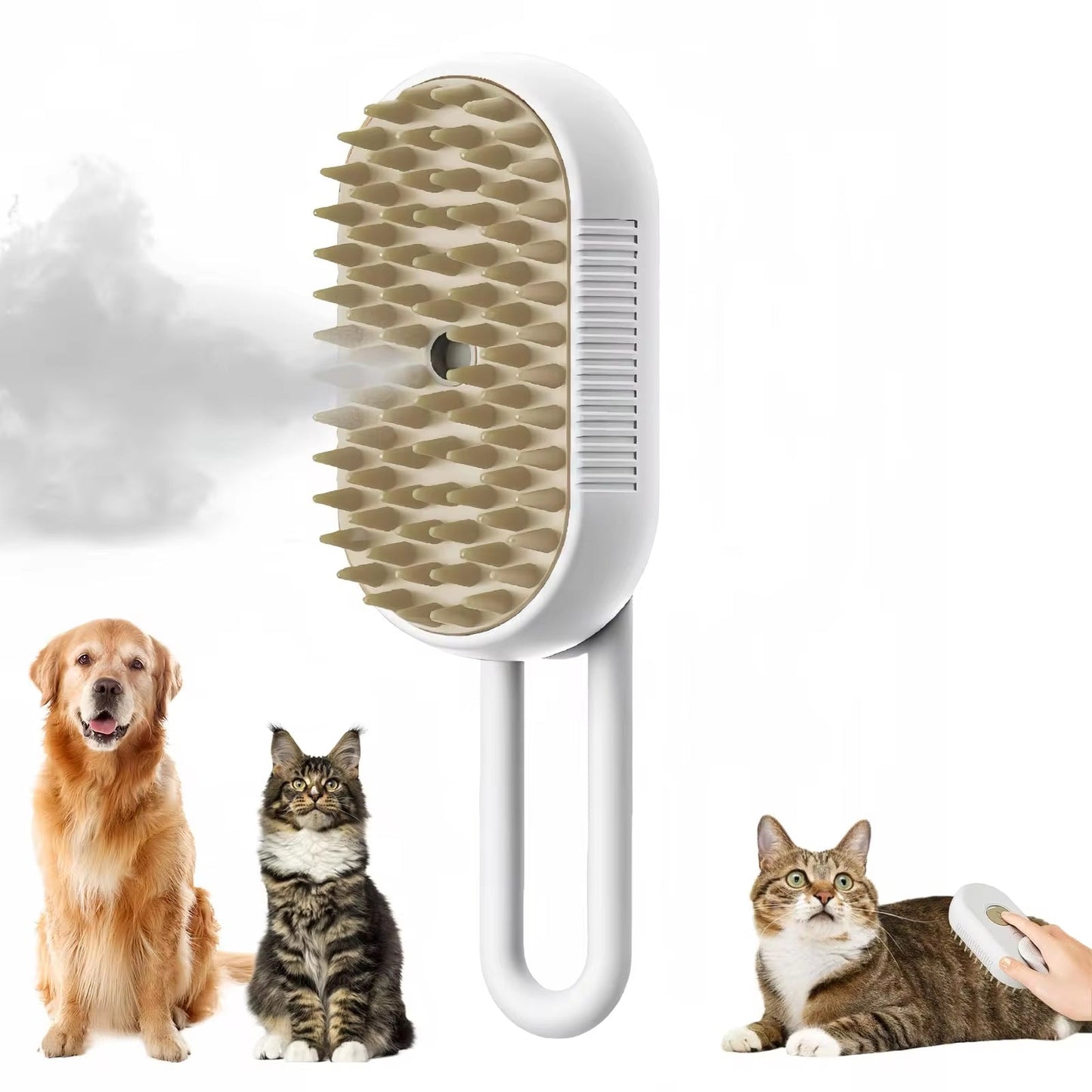 Revolutionary 3-in-1 Electric Pet Grooming Brush with Steam Spray - Effortless Hair Removal & Massage for Cats and Dogs!