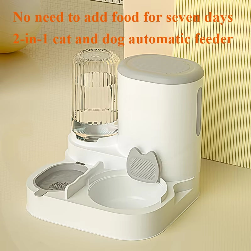 Automatic Pet Feeder and Water Dispenser for Cats and Dogs, Integrated Food and Water Bowl