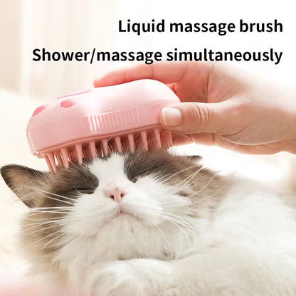 Revolutionary 3-in-1 Electric Pet Grooming Brush with Steam Spray - Effortless Hair Removal & Massage for Cats and Dogs!